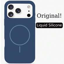 奢华亮面荧光液态硅胶手机壳，兼容 17 Air、16、15、14、13、12、17 Pro Max Plus，带磁吸软盖 - 灰色 - 查看 11