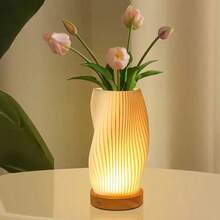 1pc Bedside Lamp With Wooden Base - Button Control Bedroom Table Lamp, Suitable For Living Room, Bedroom, Dorm, Office, Dimmable Nightstand Light