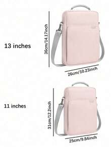 Pink Nylon Shoulder Messenger Bag, Suitable For 11"/13" Tablet Computer Storage, Portable Multifunctional Laptop Bag
