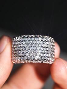1pc Exquisite Cubic Zirconia Ring, Suitable For Women, Suitable For Weddings, Engagements, Anniversaries, Parties, Valentine's Day And Other Occasions - 1# - View 8