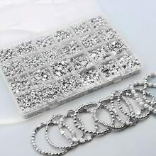 Yiwu Qiyou Accessories Co., LTD 3800颗4-7毫米心形五角星隔珠，亚克力材质，24格盒装，适用于DIY手链、项链、珠宝制作，适合初学者和专业人士，装饰珠子 - 金色 - 查看 4
