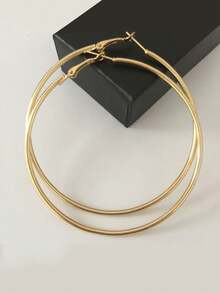 1 Pair Fashion White K-Plated Thick Hoop Earrings For Women