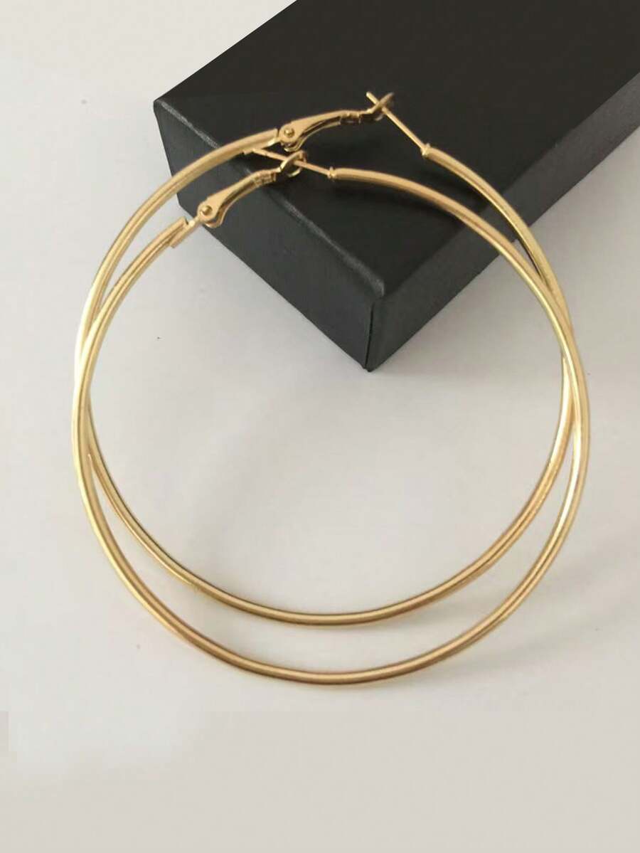 1 Pair Fashion White K-Plated Thick Hoop Earrings For Women