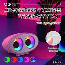 Altavoz inalámbrico inteligente con luz ambiente RGB, sistema de sonido portátil con decoración ocular, altavoz inalámbrico con carga USB, 8 modos, modo auxiliar/modo de conexión a teléfono/modo de tarjeta TF, adecuado para sala de juegos, teatro en casa, dormitorio, regalo de Navidad, regalo de cumpleaños