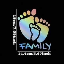 1pc Personalized Family Footprint Text Car Sticker, Suitable For Car Body, Laptop, Motorcycle
