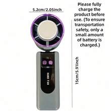 Rechargeable Digital Display Handheld Fan - 3000mAh/1800mAh 5-Speed Quiet And Powerful Portable Fan, Type-C Charging, Lightweight For Outdoor, Home, Travel - Ideal Cooling Gift, Rechargeable Portable Fan, Outdoor Cooling Device, Durable Plastic Body (Note: Not For Use By Infants And Young Children To Avoid Pinching Injuries)