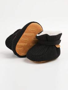 Infant Unisex Infant Cozy Fleece And Faux Sherpa Booties - Black - View 4