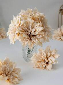 5 buc dalii artificiale șampanie, flori artificiale DIY cu tulpini, plante artificiale pentru decorarea camerei, decorare centrală a grădinii, petrecere, cadou, flori pentru încheietura mâinii de mireasă, decorare de nuntă, decorare a casei de primăvară, vară, toamnă și iarnă, decor cameră, decor casă