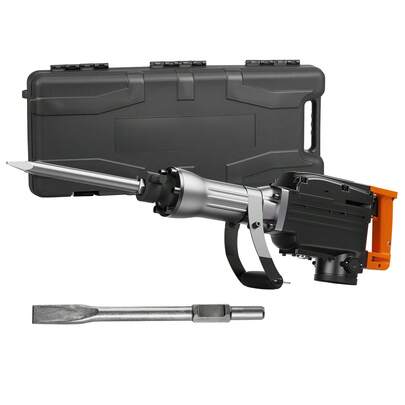 Martillo neumático de demolición, Martillo neumático eléctrico de 2200 W, rompedor de concreto de 1350 BPM, 2 piezas de cinceles con estuche, negro