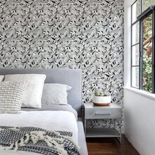 百合花植物印花家居装饰壁纸，简约线条设计花卉叶自粘防水防油壁纸，适用于室内家具橱柜 DIY 装饰