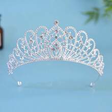 1 Peça Acessório de Coroa Feminina com Padrão Xadrez, Simples, porém Elegante. Confeccionado em Liga de Zinco Durável com Aplicações de Strass, Perfeito para Ocasiões Formais, Casamentos e Trajes de Festa.