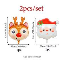 2/4 buc Baloane folie de Crăciun cu cap de ren și Moș Crăciun, Baloane cu pălărie de Moș Crăciun cu ren și fulg de zăpadă, Potrivite pentru decorarea Crăciunului, Ajunul Crăciunului, Anul Nou, Petrecere de ziua de naștere, Decorațiuni pentru reuniuni de familie, Recuzită foto