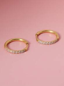 DAILI 1-6 Pairs Gold Hoop Earrings For Women 316L Stainless Steel Cubic Zirconia Hoop Earrings, Small Cartilage Hoop Piercing Earrings Tiny Huggie Hoop Earrings For Women Men 6mm 8mm 10mm 12mm 14mm 16mm - Yellow Gold - View 17