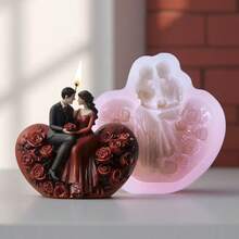 1 Khuôn sáp nến cưới hình trái tim, đế nến xoắn ốc tự làm & khuôn silicon đá thơm - trắng - Xem 5