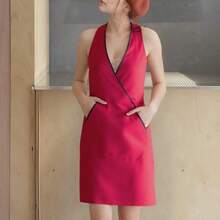 1pc V-Neck Apron, Cafe, Pizza Shop, Burger Restaurant Waitress Uniform Apron, Catering Kitchen Work Apron For Men