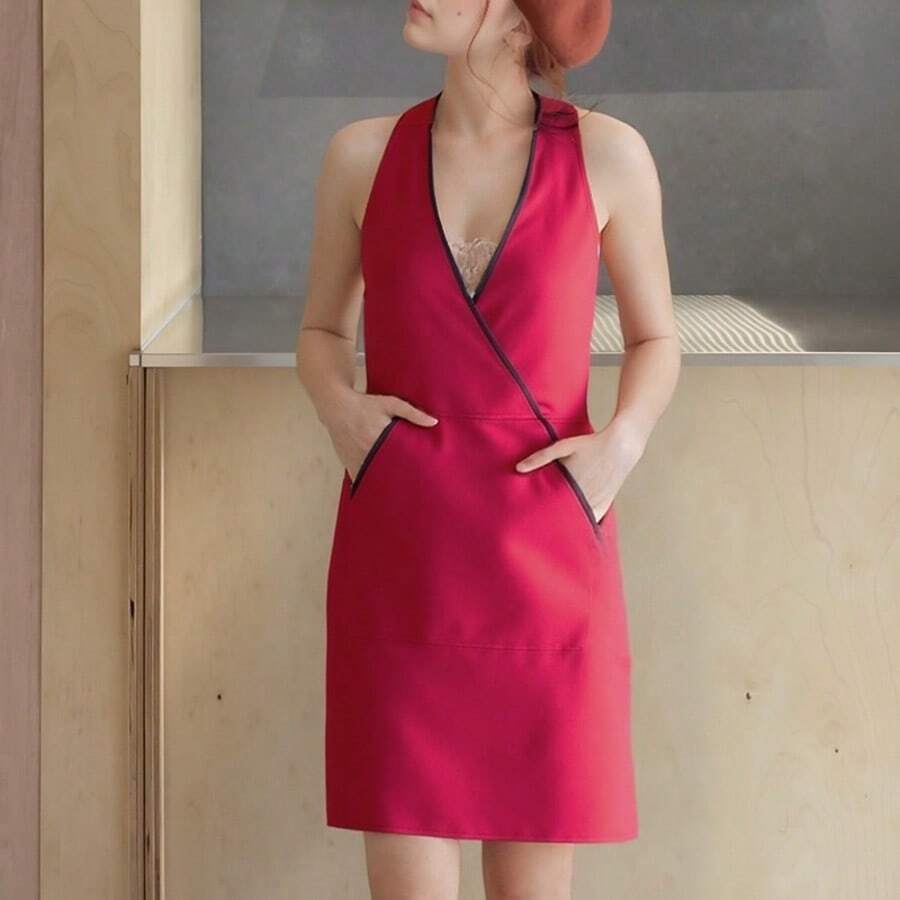 1pc V-Neck Apron, Cafe, Pizza Shop, Burger Restaurant Waitress Uniform Apron, Catering Kitchen Work Apron For Men