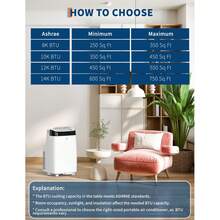 Aire acondicionado portátil con control remoto, 10000 BTU, unidad de CA silenciosa 3 en 1, 3 velocidades, temporizador de 24 horas, enfría la habitación hasta 450 metros cuadrados Pies - Blanco - Ver 8