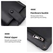 حقيبة جلدية للهاتف عبر الجسم، محفظة هاتف، محفظة هاتف محمول، غطاء هاتف عالمي باللون الأسود