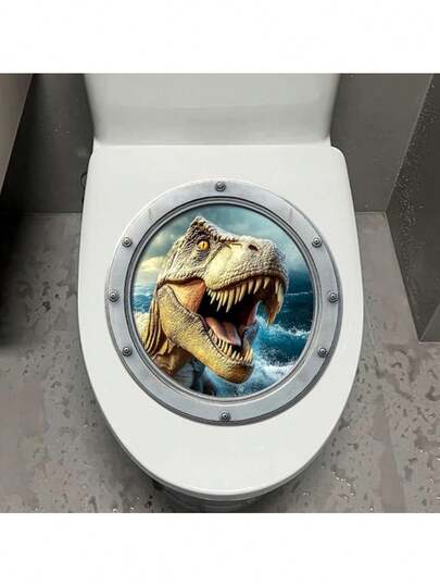 搞笑动物马桶盖贴纸鲨鱼海豚马桶盖贴花浴室装饰乌龟恐龙墙贴
