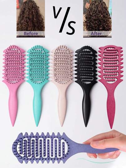 This Curling Brush Not Only Creates Bouncy Curls But Also Gently Massages The Scalp. It Is A Must-Have For Home Styling In Autumn And Winter. It Is Suitable For Both Wet And Dry Hair, Combing Smoothly Without Tangles And Pulling. It Is Suitable For All Hair Types And Women's Curly Hair Styles. Lightweight And Portable, It Is Suitable For Daily Use, Travel, Or As A Thoughtful Valentine's Day Gift.