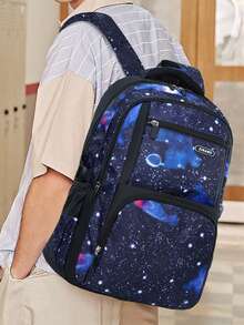 Set de rucsac cu imprimeu Star Element, capacitate mare, buzunare multiple, bretele reglabile, închidere cu fermoar, potrivit pentru școală, serviciu, călătorii, sport, unisex, excelent pentru întoarcerea la școală sau cadou de Crăciun