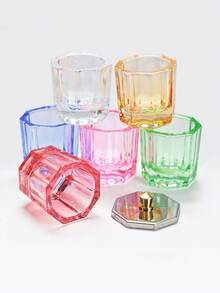 Đĩa thủy tinh pha lê đựng bột nhúng móng acrylic, monome và nước tẩy sơn móng tay (Hình bát giác có nắp bằng thép không gỉ, 1 chiếc) - Nhiều màu - Xem 4