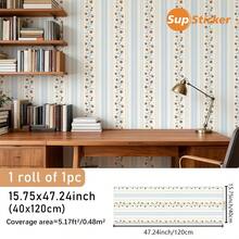 15.75x47.24/141.73/188.98 Inch, 1 Roll/1 PC, Superstiker Creative Floral & Striped Pattern Peel And Stick Removable Vinyl Wallpaper, High Definition, No Residue, DIY For Living Room, Bedroom, Wardrobe, Cabinet, Home Decor Wall Paper Wall Stickers Wall Decor Room Decor Wallpaper Peel And Stick - Multicolor - View 15