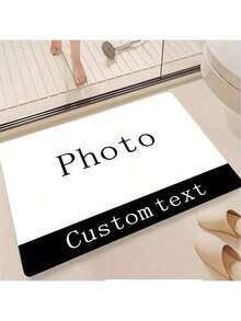 1 件可定制门垫，棕色“欢迎回家”图案，防滑长方形，易于清洁，可水洗，适用于玄关、浴室、厨房 - 彩色 - 查看 3