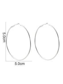 1 Pair Fashion White K-Plated Thick Hoop Earrings For Women