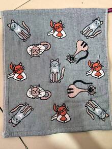 1 Stück ultra-weiches Handtuch mit süßem Katzen Muster, Größe 13.39 X 15.75 Inches, geeignet für Bad und Küche
