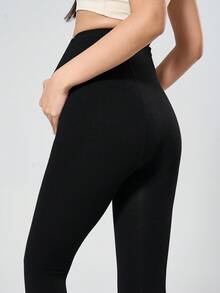 1 Stück schwarze thermisch gefütterte einfarbige Umstandsstrumpfhose mit verstellbarem Bund, hautfreundlich, für den täglichen Gebrauch, Herbst/Winter