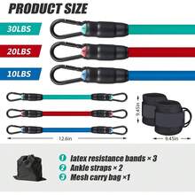 JASUVII Bandas Elasticas Fitness, Barra de Pilates Multifuncional de 11 Piezas, Bandas de Tobillo para Entrenamiento, Equipo de Ejercicio Glúteos para Mujeres Piernas y Glúteos - AWB - Ver 5