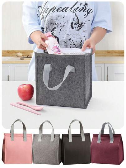 1 件大容量可重复使用保温午餐袋、午餐盒、手提袋、冷藏野餐手提包、便携式午餐袋、热午餐袋、晚餐保温袋、简约优雅、野餐食物储存和保温必备女士防水袋午餐盒