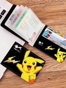 حافظة جلد بيكاتشو مقاومة للماء وللبلى، حافظة جلدية كرتونية لحماية البطاقات، حافظة جميلة متعددة الاستخدامات تستوعب العديد من البطاقات للحمل بسهولة