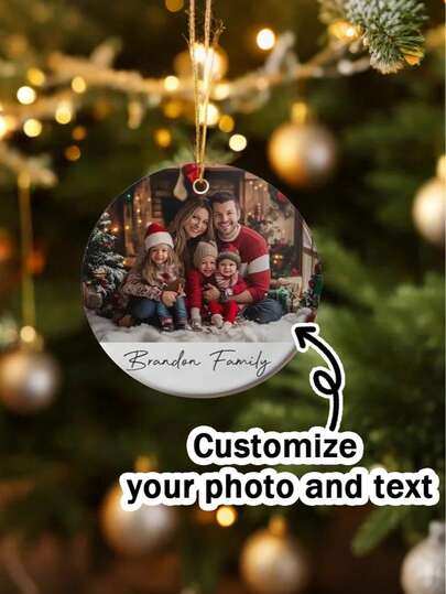 Customized Christmas Tree Ornaments, Personalized Text And Photos, Car Interior Rearview Mirror Ornaments, Christmas Gifts, Star Fireworks And Snowflake Ornaments, Personalized Christmas Decoration Ornaments, Multi-Functional, Durable, Ornamental