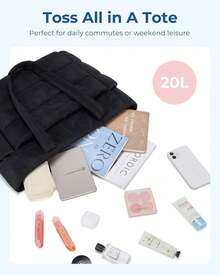 Tote Bag For Women,Quilted Hangbag Bag With Zipper,Lightweight Womens Puffy Shoulder Handbag  With Compartments Shoulder Bag Handbag For Travel, Work, Gym | Lightweight, Puffy, Tote Bag With Compartments, Quilted, For Travel, Work, Practical Valentine's Day Gifts - màu đen - Xem 7