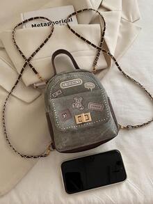 Ladies' Backpack New Casual Chic Fashion Fashion Embroidery Printed Travel Cute Chain Shoulder Bag For Women , Bow - Grey - View 3