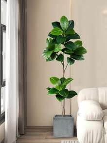 74-140cm Large Artificial Ficus Tree Tropical Fiddle Fig Tree Plants Plastic Fig Tree Branch Real Touch Green Magnolia Leaves For Home Garden Office Kitchen Decor Without 1pc
