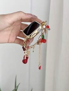 1pc Female's Women's Watch Bracelet Compatible With Apple Watch Band Love Cherry Pendant Gold Watch Strap,Compatible With Apple Watch 38/40/41/42/44/45/46/49 MM, Suitable For Ultra3/2/1/SE/11/10/9/8/7/6/5/4/3/2/1