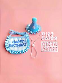 1 Bộ mũ và yếm sinh nhật cho thú cưng, đồ trang trí sinh nhật dễ thương phù hợp cho mèo và chó, quà tặng sinh nhật cho thú cưng đáng yêu - Nhiều màu - Xem 1