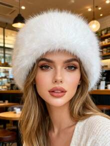 1pc Women's Princess Fluffy Bucket Hat, Thick Warm Autumn/Winter Hat With Large Brim, Elegant And Fashionable Winter Gear - Multicolor - View 15