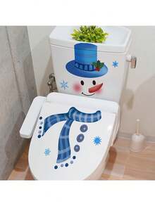 1pc Toilet Sticker Christmas Snowman Decorative Sticker PVC Sticker Removable Self-Adhesive Easy-To-Tear Sticker Home Decoration Make Your Life A New Look Holiday Decoration Sticker Birthday Graduation Gift - Multicolor - View 4