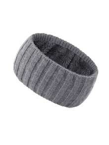 Knit Winter Fuzzy Thermal Lined Headbands Ear Warmers Elastic Turban Crocheted Head Wrap