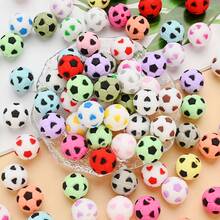 10pcs/pack 15mm Silicone Round Beads With Football Pattern Diy Loose Beads - Multicolor - View 7