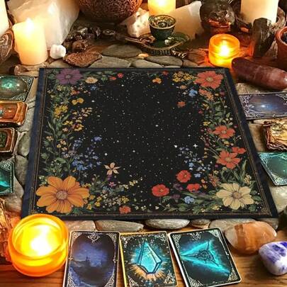 1 件塔罗牌桌布、占星祭坛布、巫术小屋装饰桌布、纸牌游戏桌布、房间家居装饰用纸牌垫