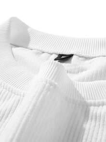 Men's Casual Retro Corduroy Sweatshirt, Long Sleeve Top, Autumn/Winter - White - View 6
