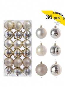 36 sets de boules de Noël en plastique, pendentifs simples de formes spéciales DIY. Ornements pour sapin de Noël, décorations de Noël, cadeaux de Noël, décoration de la maison, décoration de la pièce, hiver