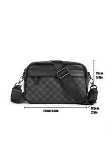 Túi đeo chéo nam, túi đeo vai thời trang, túi vuông nhỏ, túi da PU chống thấm nước đa năng kiểu sinh viên. - màu đen - Xem 8