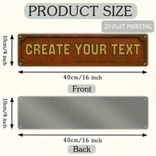 2D Flat, 1 Piece, 16x4inch , Customizable Text Sign, Vintage Metal Outdoor Wall Decoration, Garden Door, Front Door, Fence, Courtyard Decoration, Rustic Aluminum Nameplate, Creative Home Gift, Personalized House Address Sign, 2D Flat