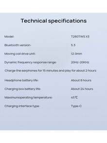 JBL Auriculares Bluetooth semi-intraaurales T280TWS X3 con cancelación de ruido inteligente, llamadas HD, certificación IPX: resistentes al agua, al sudor y a la lluvia, ideales para entrenar y para la oficina. Azul.